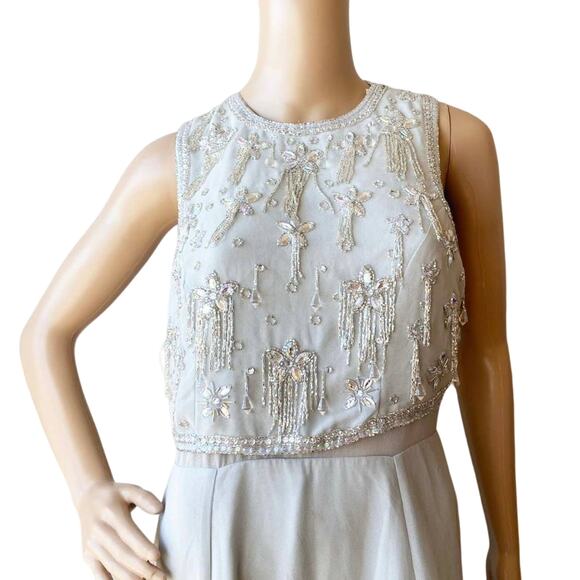 New ASOS Gray Layered Embellished Sleeveless Layered Keyhole A-Line Prom Dress 8 - Picture 7 of 7